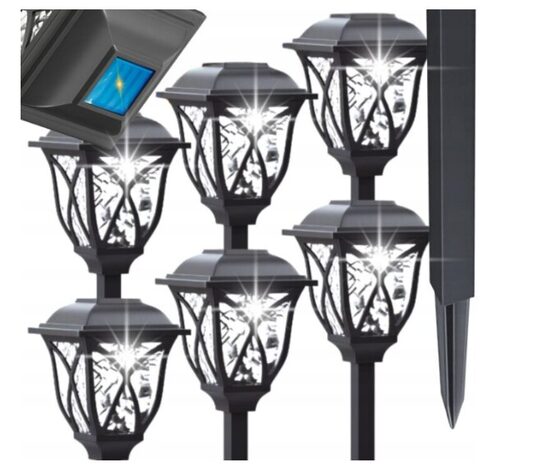 Saulės energija įkraunami sodo LED žibintai 6 vnt.